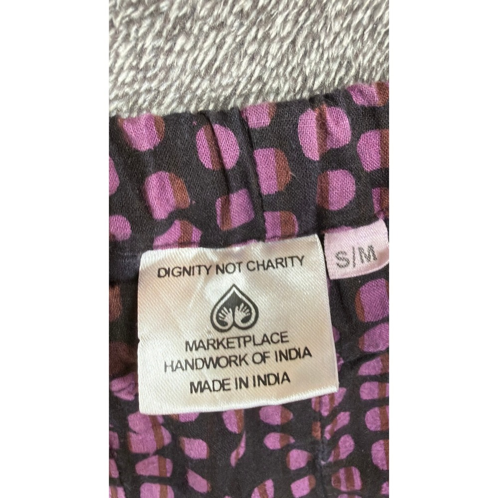 Marketplace Handwork of India Pants Womens SM Purple Cotton Harem Kantha Patch - Picture 3 of 9